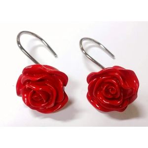 NWOT DLD Red Rose Shower Curtain Hooks (12 count)